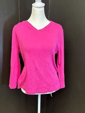 Pendleton Hot Pink V-Neck Long Sleeve Tee